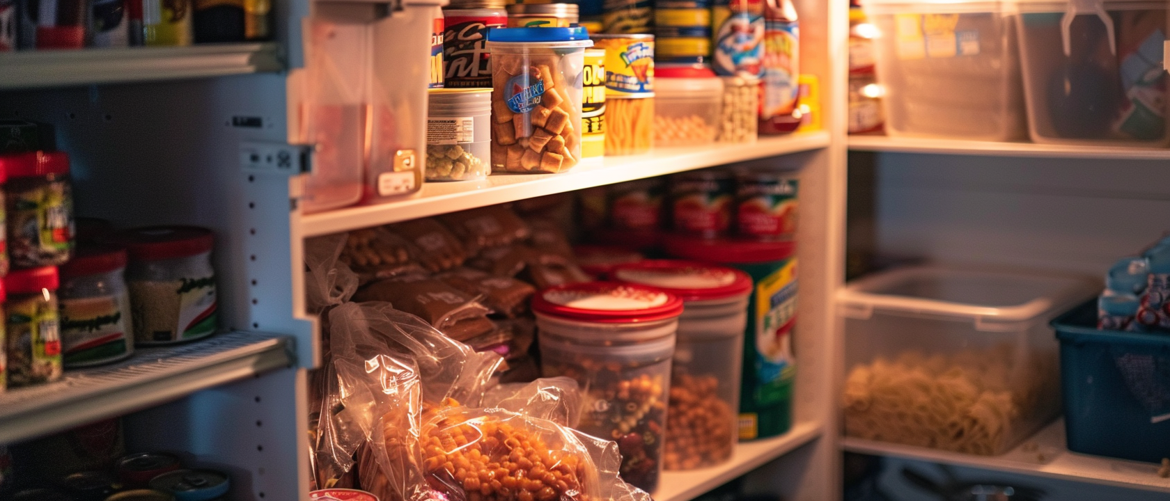 Organized pantry with emergency food storage