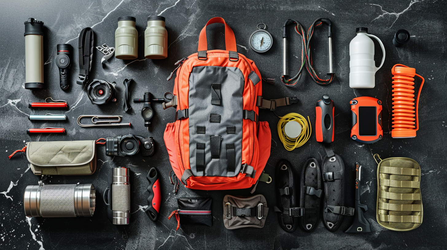 Emergency preparedness gear laid out